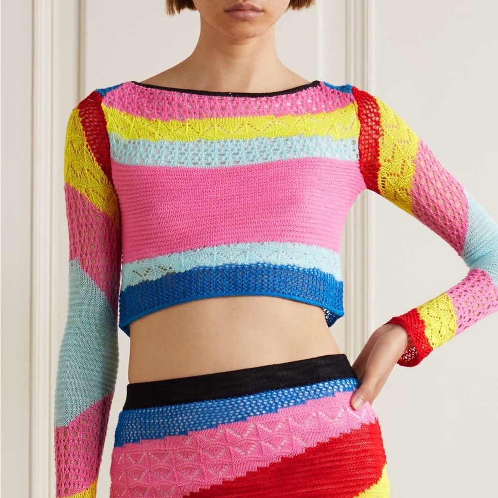 NWT Staud Rainbow Stripe Colorblock Sweater - Picture 8 of 9